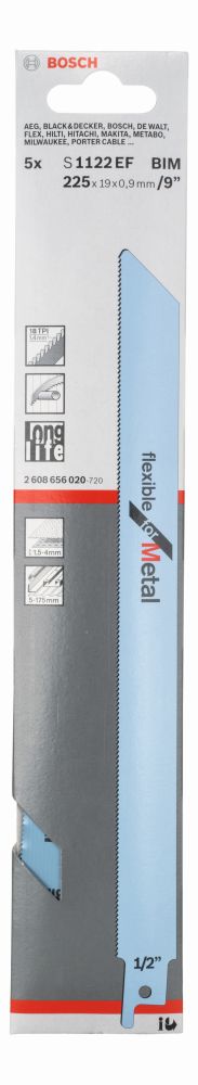 Bosch PRO Säbelsägeblatt S 1122 EF, Flexible for Metal, 5er-Pack Produktbild img2 L