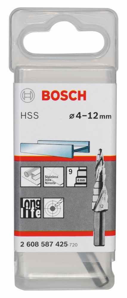 Bosch PRO Stufenbohrer HSS, 4 - 12 mm, 6 mm, 66,5 mm, 9 Stufen Produktbild img2 L