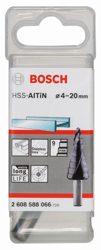 Bosch PRO Stufenbohrer HSS-AlTiN, 4 - 20 mm, 6 mm, 50 mm, 9 Stufen Produktbild img2 L