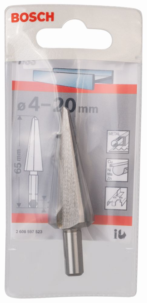 Bosch PRO Blechschälbohrer HSS, Sechskantschaft, 4 - 20 mm, 65 mm, 1/4-Zoll Produktbild img2 L