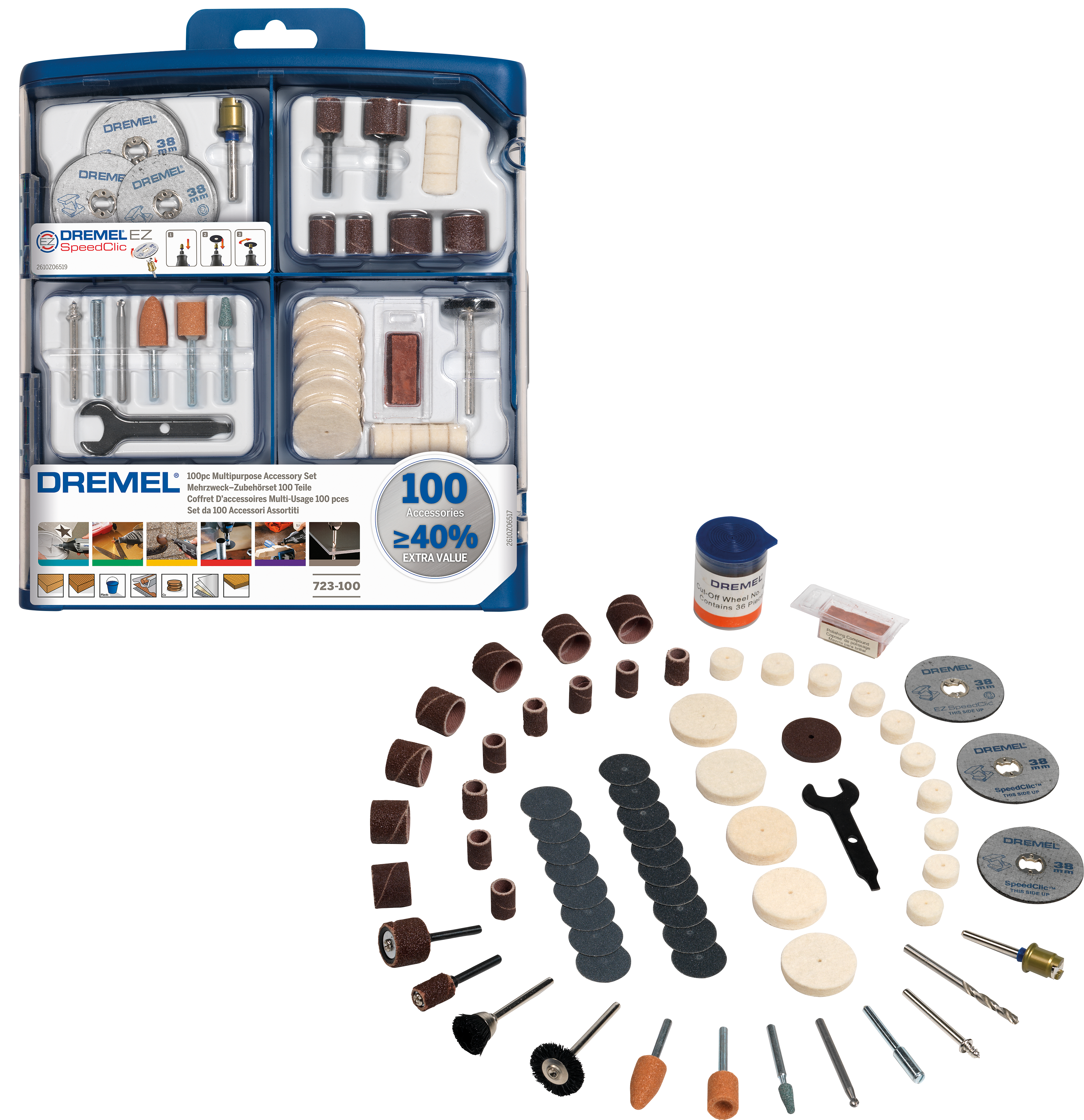 Dremel Mehrzweck-Zubehörset 100 Teile Produktbild img1 L