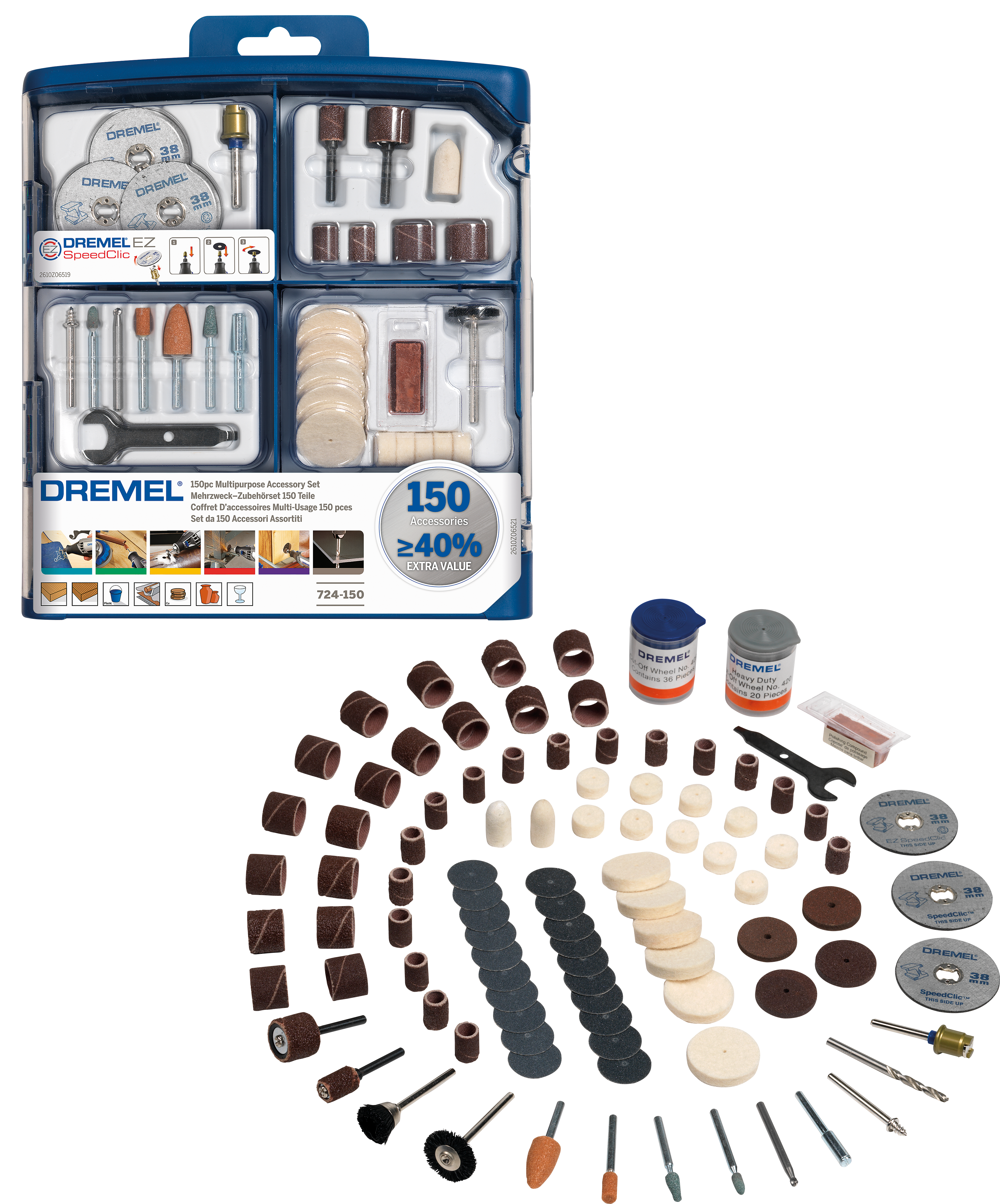 Dremel Mehrzweck-Zubehörset 150 Teile Produktbild img1 L