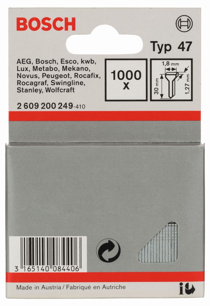 Bosch PRO Tackernagel Typ 47, 1,8 x 1,27 x 30 mm, 1000er-Pack Produktbild img2 L