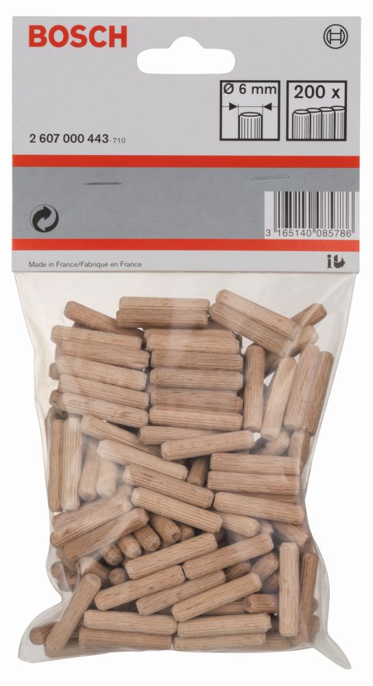 Bosch PRO Holzdübel 6 mm, 30 mm, 200er-Pack Produktbild img2 L