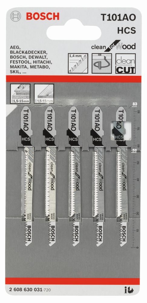 Bosch PRO Stichsägeblatt T 101 AO Clean for Wood, 5er-Pack Produktbild img2 L