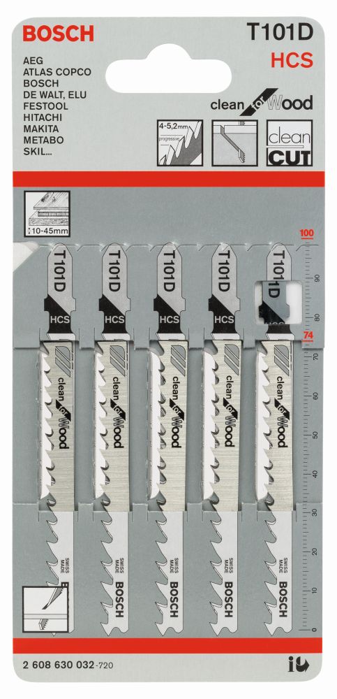 Bosch PRO Stichsägeblatt T 101 D Clean for Wood, 5er-Pack Produktbild img2 L