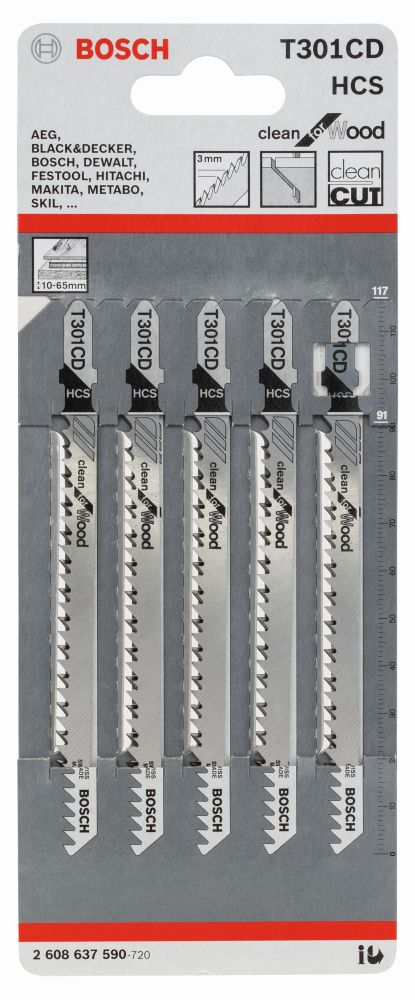 Bosch PRO Stichsägeblatt T 301 CD Clean for Wood, 5er-Pack Produktbild img2 L