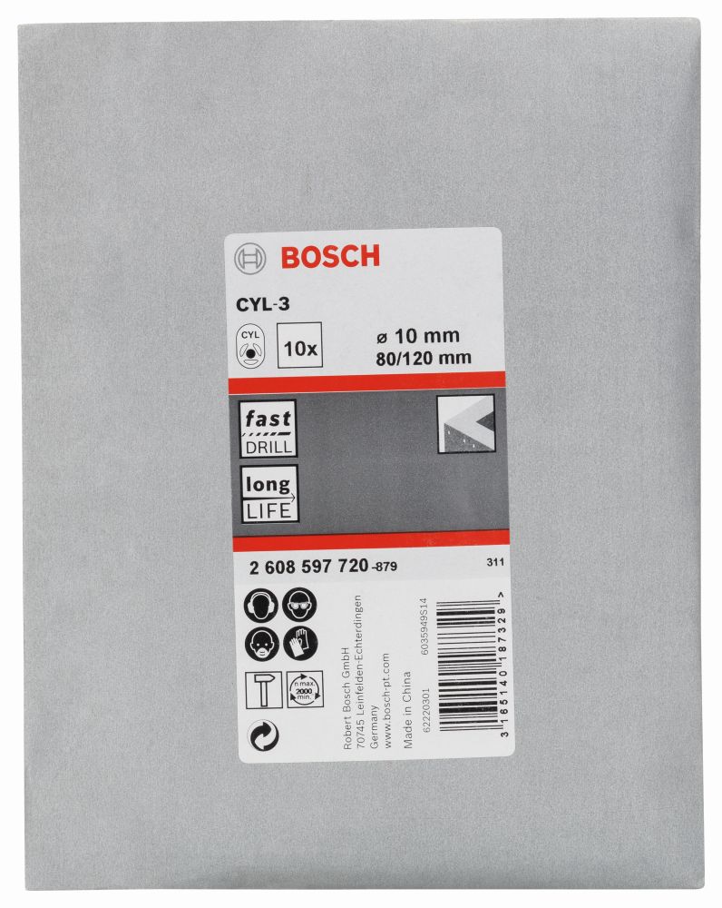 Bosch PRO Betonbohrer CYL-3, 10 x 80 x 120 mm, d 9 mm, 10er-Pack Produktbild img2 L