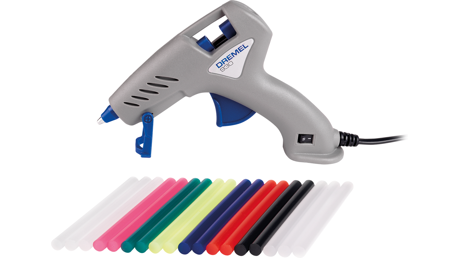 Dremel Heißklebepistole 930, 12 Farb-Klebestifte (7 mm), 6 Klebestifte (7 mm) Produktbild img2 L