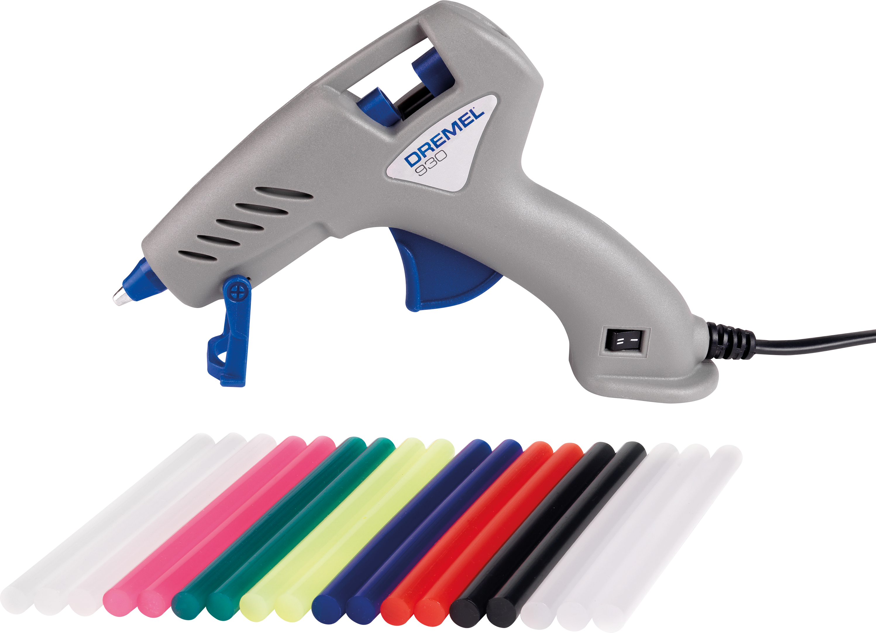 Dremel Heißklebepistole 930, 12 Farb-Klebestifte (7 mm), 6 Klebestifte (7 mm) Produktbild img1 L