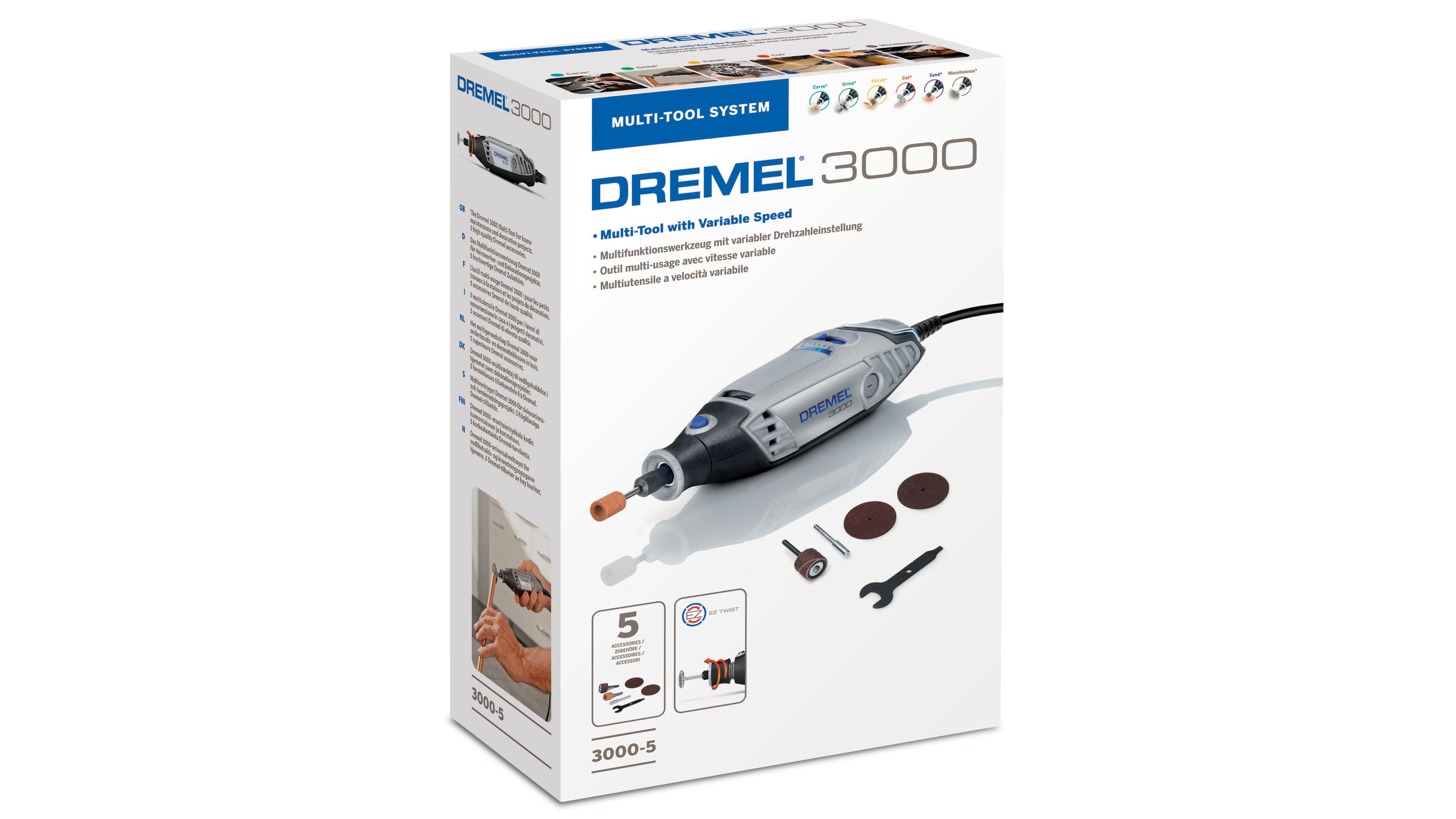 Dremel 3000-5 Multifunktionswerkzeug (130 W) mit 5 Zubehöre Produktbild img5 L