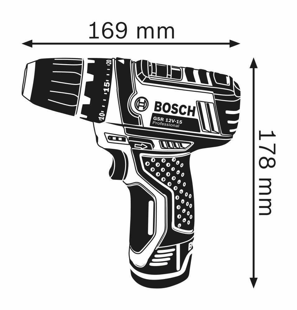 Bosch PRO Akku-Bohrschrauber GSR 12V-15, 2 x Akku GBA 12V 2.0Ah, L-BOXX Produktbild img3 L