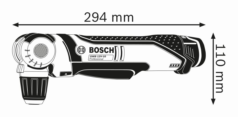 Bosch PRO Akku-Winkelbohrmaschine GWB 12V-10, 2 x Akku GBA 12V 2.0Ah in L-BOXX Produktbild img2 L