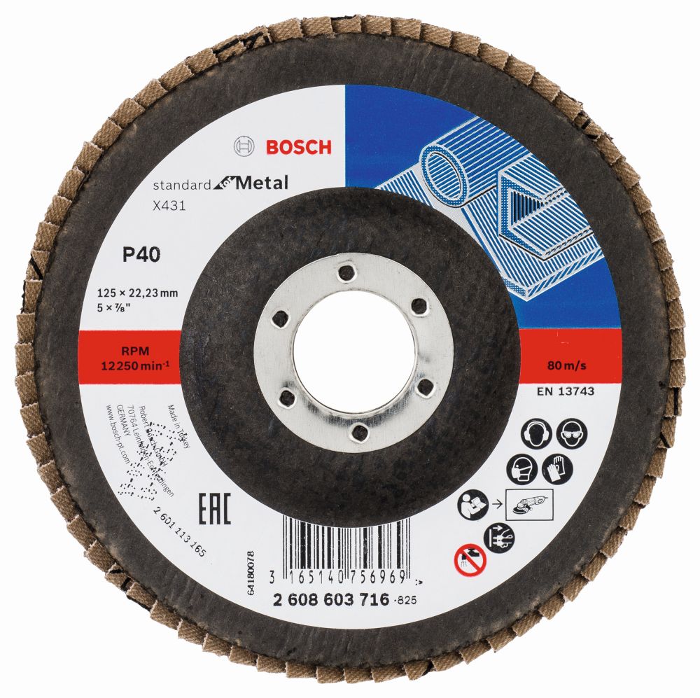 Bosch PRO Fächerschleifscheibe X431 Standard for Metal, gerade, 125 mm, 40, Glasgewebe Produktbild img1 L