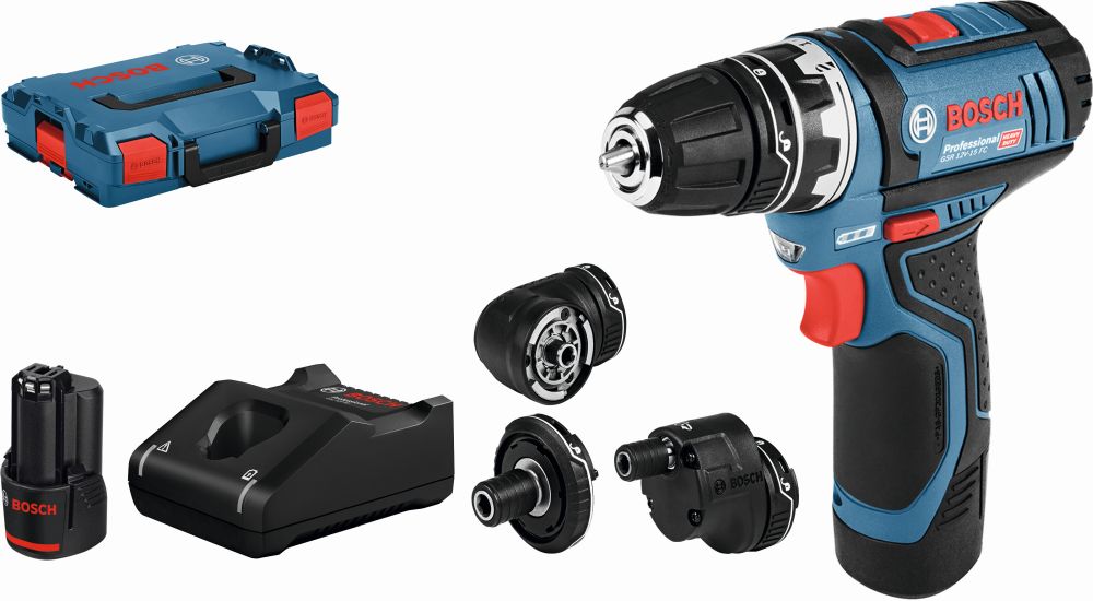 Bosch PRO Akku-Bohrschrauber GSR 12V-15 FC, 2 x Akku GBA 12V 2.0Ah, 4 x Aufsätze in L-BOXX Produktbild img1 L