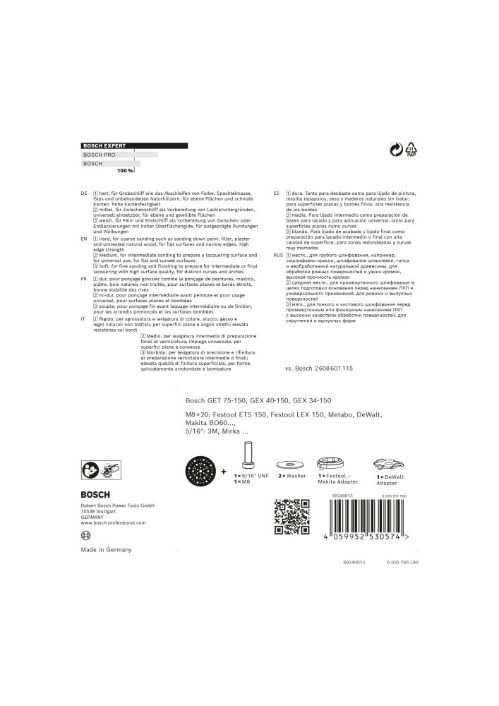 Bosch EXPERT Mulitloch-Stützteller, 150mm, mittel, M8+5/16 Produktbild img4 L