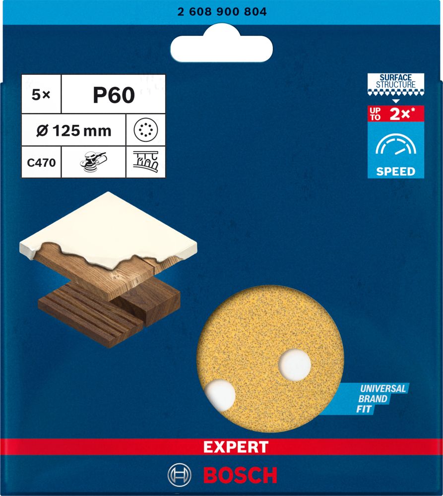 Bosch EXPERT C470 Schleifscheibe, 125mm, K60, 8 Löcher, 5-tlg. Produktbild img3 L