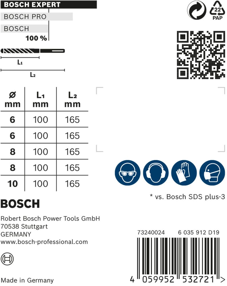 Bosch EXPERT SDS plus-7X Hammerbohrer-Set, 6/6/8/8/10x100x165 mm, 5-tlg. Produktbild img4 L