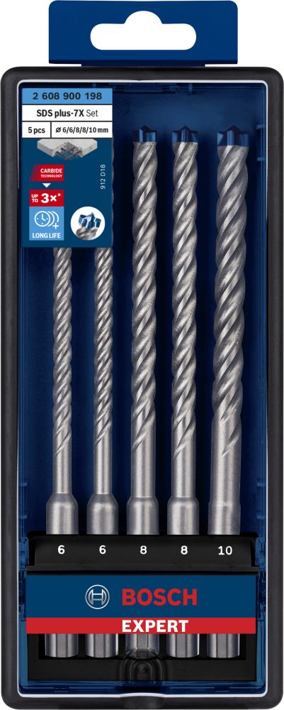 Bosch EXPERT SDS plus-7X Hammerbohrer-Set, 6/6/8/8/10x100x165 mm, 5-tlg. Produktbild img3 L
