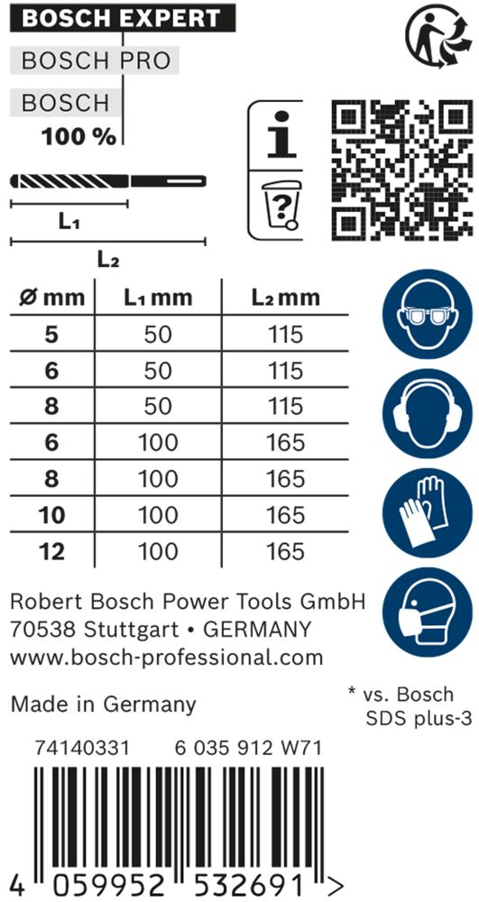 Bosch EXPERT SDS plus-7X Hammerbohrer-Set, D= 5/6/6/8/8/10/12 mm, 7-tlg. Produktbild img4 L