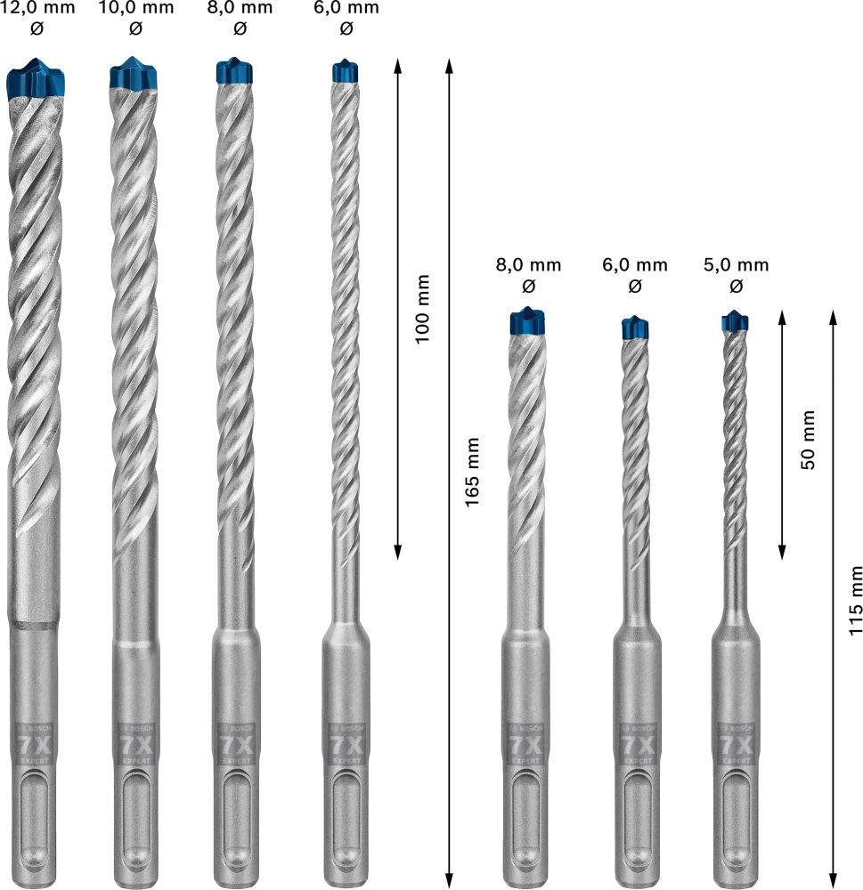 Bosch EXPERT SDS plus-7X Hammerbohrer-Set, D= 5/6/6/8/8/10/12 mm, 7-tlg. Produktbild img5 L