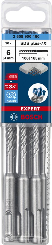 Bosch EXPERT SDS plus-7X Hammerbohrer-Set, 6x100x165 mm, 10-tlg. Produktbild img2 L