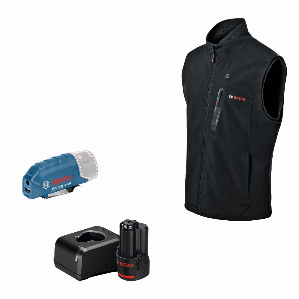 Bosch PRO Beheizbare Weste GHV 12+18V XA M, 1 x Akku GBA 12V 2.0Ah, Ladegerät Produktbild img1 L