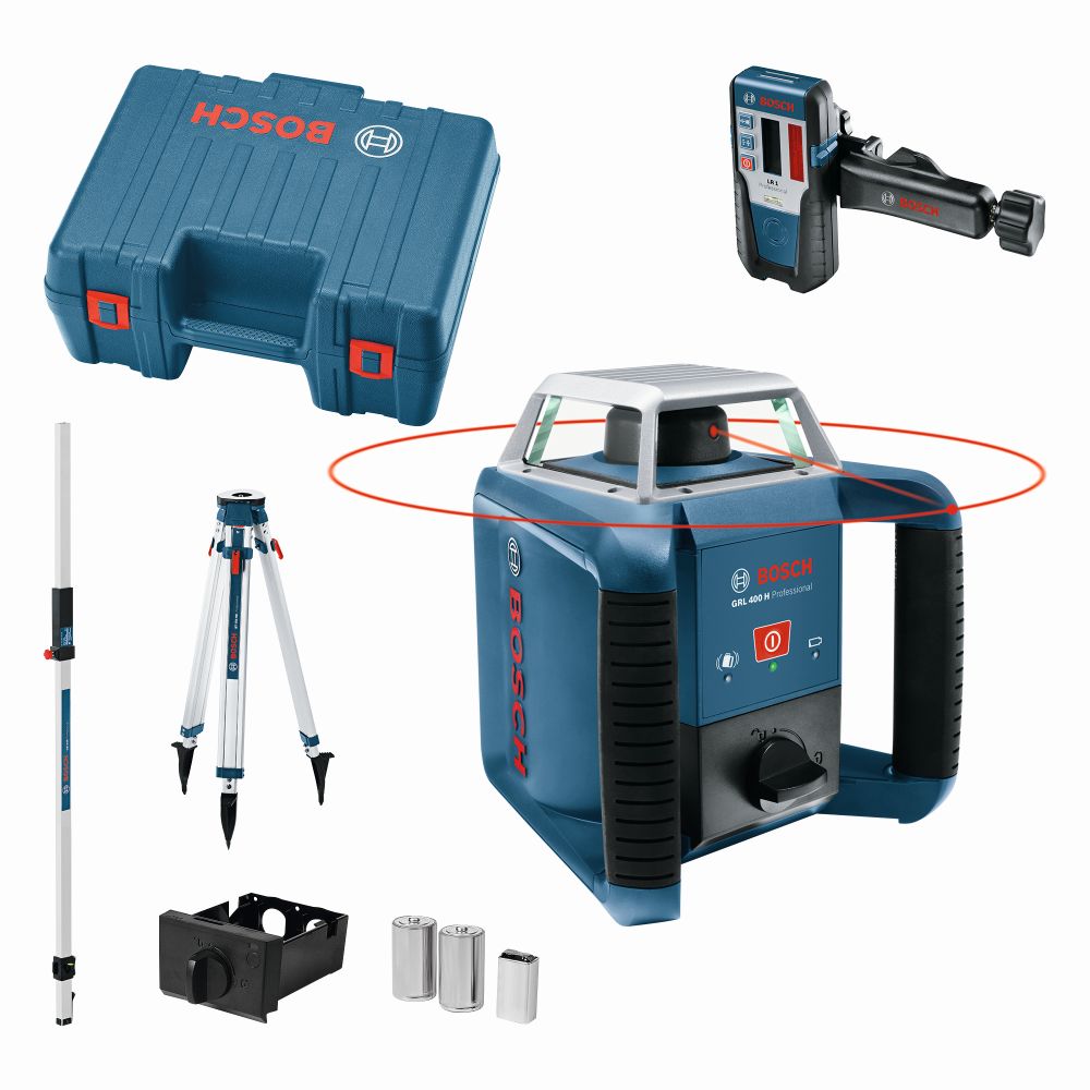 Bosch PRO Rotationslaser GRL 400 H, mit LR 1, Baustativ BT 170 HD und Messstab GR 240 Produktbild img1 L