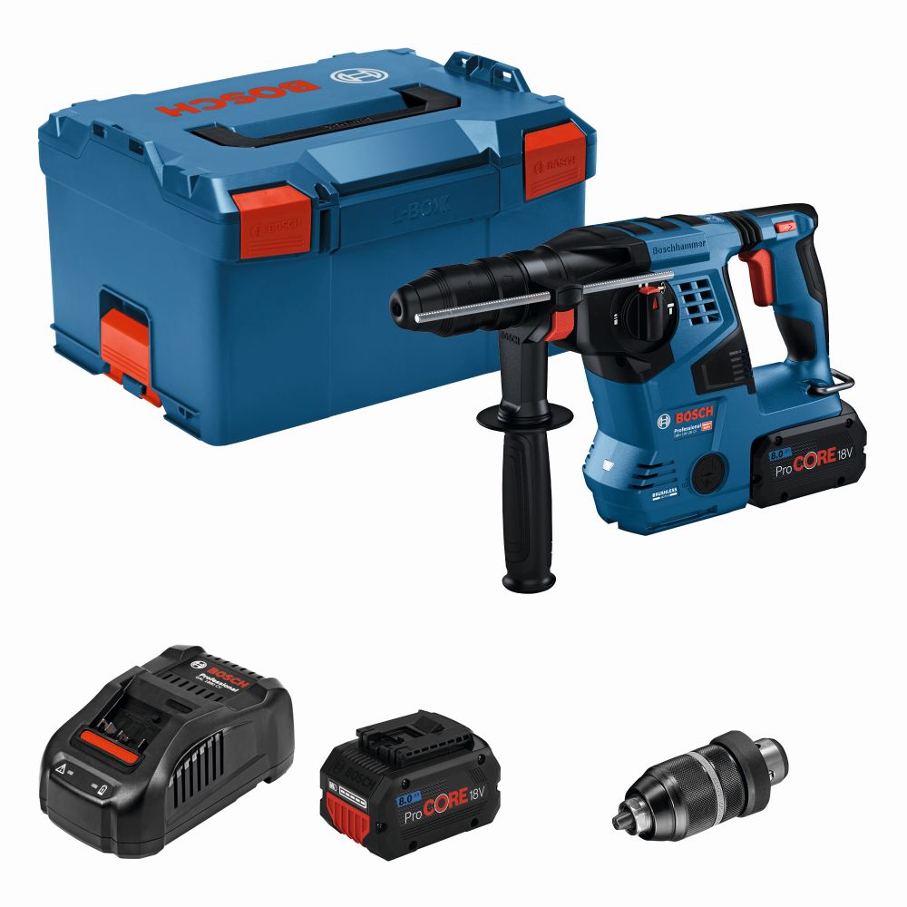 Bosch PRO Akku-Bohrhammer mit SDS plus GBH 18V-28 CF, 2 x Akku ProCORE18V 8.0Ah in L-BOXX Produktbild img1 L