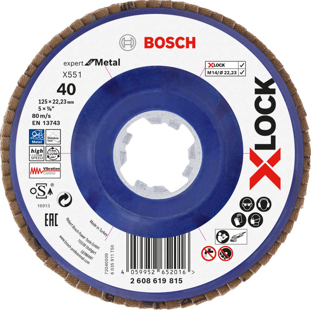 Bosch PRO X-LOCK-Fächerschleifscheibe X551, Expert for Metal, K: 40, 125 mm Produktbild img1 L