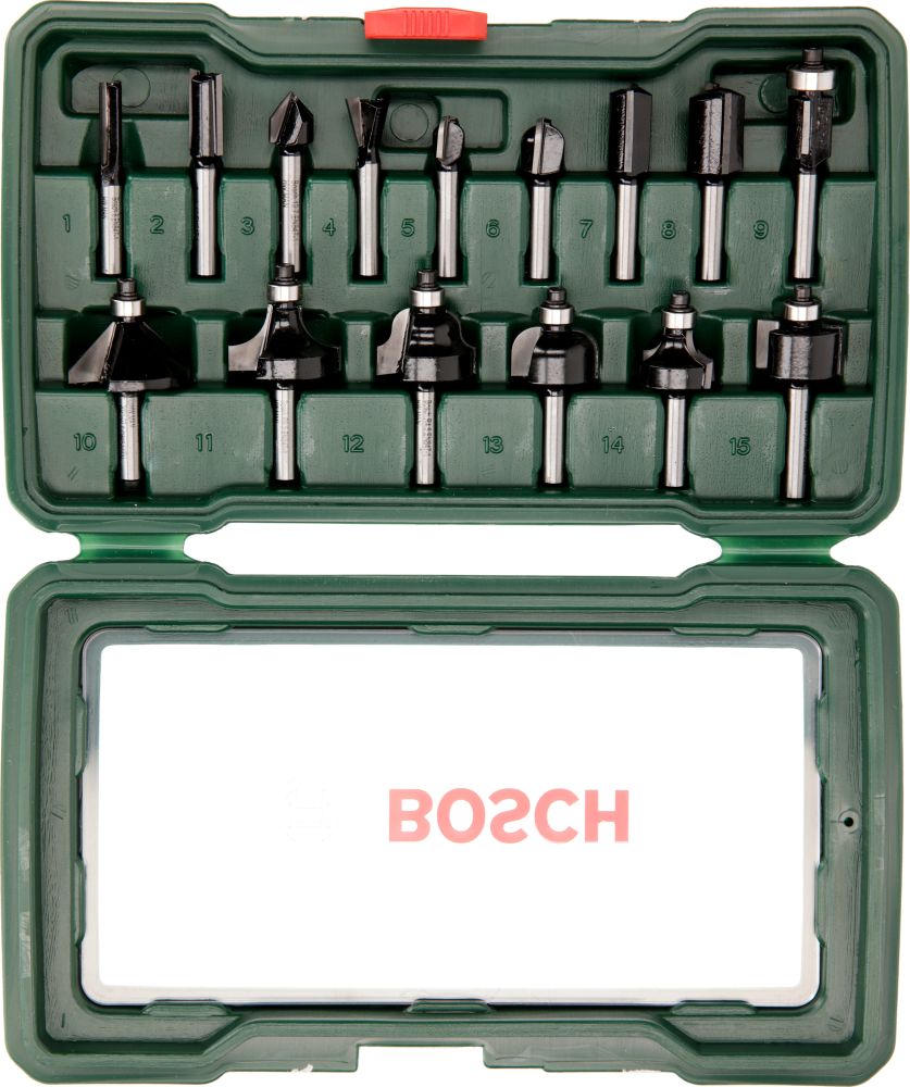 Bosch 15-teiliges HM-Fräser-Set (1/4" mm Schaft) Produktbild img1 L