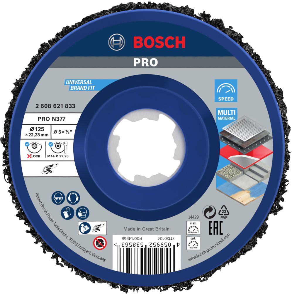 Bosch PRO N377 Reinigungsscheibe, 125 mm, 22.23 mm, X-Lock Produktbild img1 L