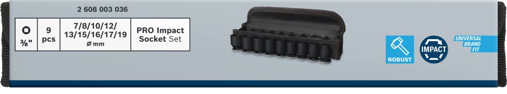 Bosch PRO Impact Steckschlüsselsatz Set, 3/8", Standard, 9-tlg. Produktbild img3 L