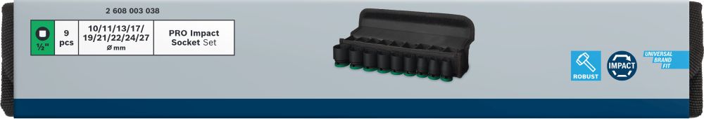 Bosch PRO Impact Steckschlüsselsatz Set, 1/2", Standard, 9-tlg. Produktbild img3 L