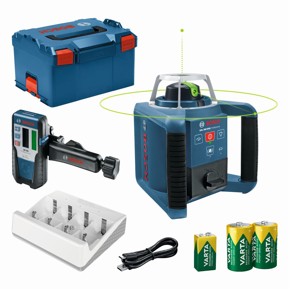 Bosch PRO Rotationslaser GRL 300 HVG + LR 1 G, Batterien: 1 x 9V + 2 x 1,2V HR20 in L-BOXX Produktbild img1 L