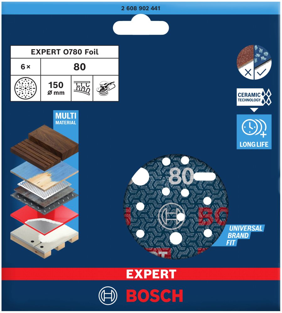 Bosch EXPERT O780 Foil Schleiffolie, 150 mm, K80 Produktbild img2 L
