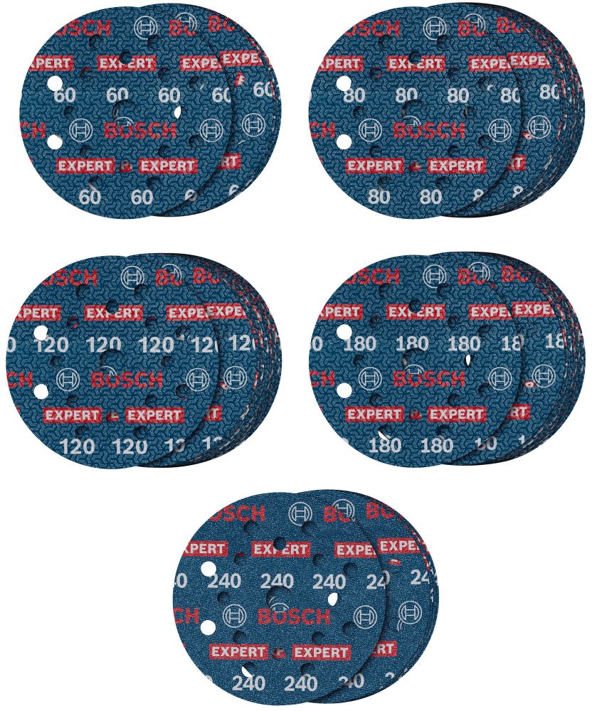 Bosch EXPERT O780 Foil Schleiffolie Set, 125 mm, K60/80/120/180/240, 55-tlg. Produktbild img1 L