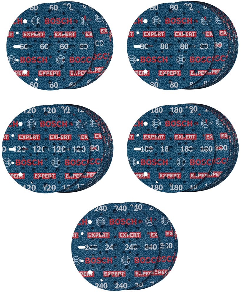 Bosch EXPERT O780 Foil Schleiffolien-Set, 150 mm, K60/K80/K120/K180/K240, 55-tlg. Produktbild img1 L
