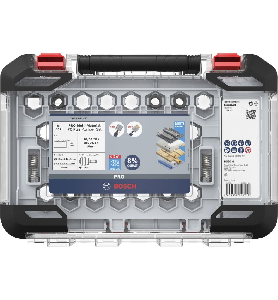 Bosch PRO Multi Material PC Plus Lochsägen-Set, 20-38, 64 mm, 9-tlg. Produktbild img3 L