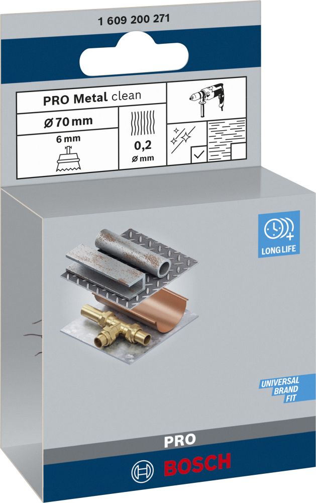 Bosch PRO Metal clean Topfbürste, zylindrischer Schaft, 70 x 0,2 mm Produktbild img2 L