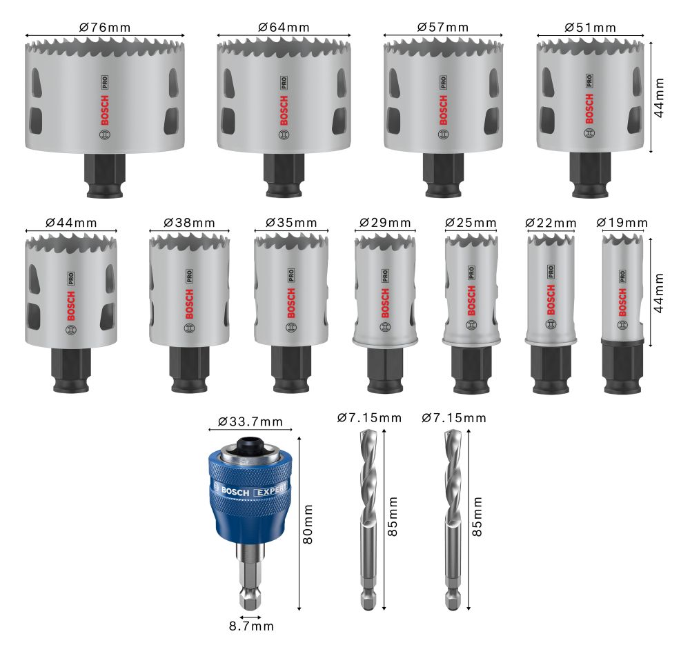 Bosch PRO Multi Material PC Plus Lochsägen-Set, 19-76 mm,14-tlg. Produktbild img5 L