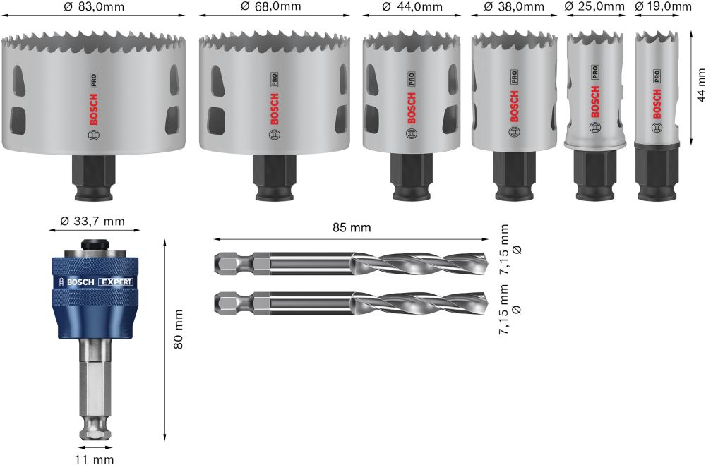 Bosch PRO Multi Material PC Plus Lochsägen-Set, 19-83 mm 9-tlg. Produktbild img4 L