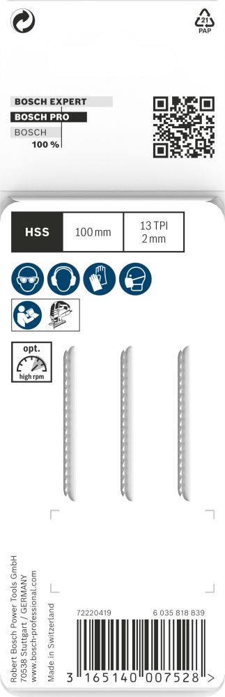 Bosch PRO Plastics PC clean T101A Stichsägeblatt, 100 mm, 3-tlg. Produktbild img3 L