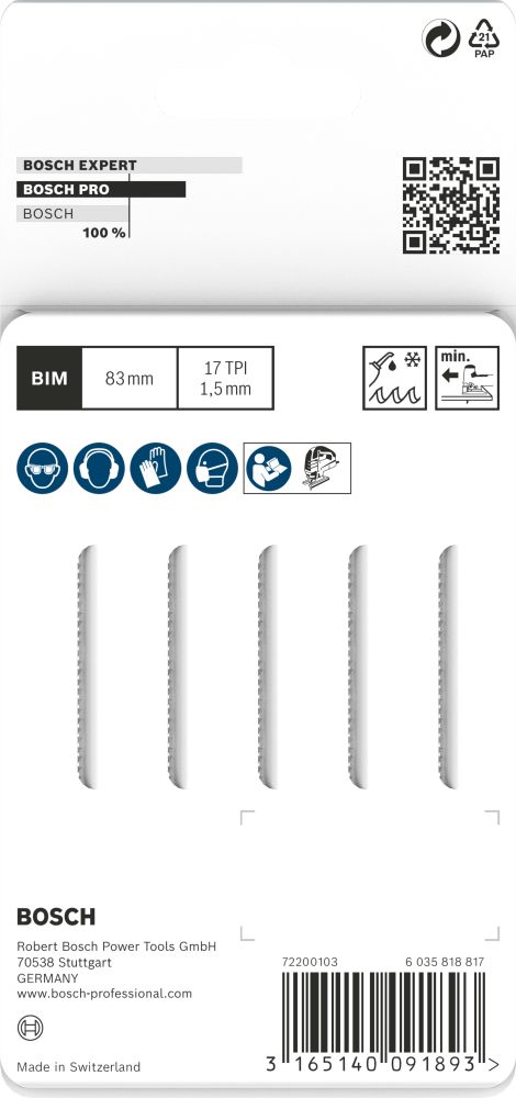 Bosch PRO Metal curve T118EOF Stichsägeblatt, 83&nbsp;mm, 5-tlg. Produktbild img3 L
