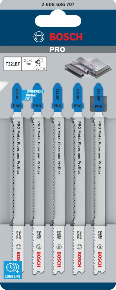Bosch PRO Metal Pipes and Profiles T321BF Stichsägeblatt, 132 mm, 5-tlg. Produktbild img2 L