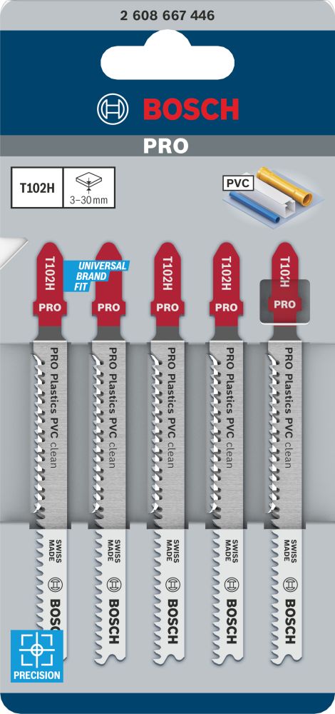 Bosch PRO Plastics PVC clean T102H Stichsägeblatt, 100 mm, 5-tlg. Produktbild img2 L