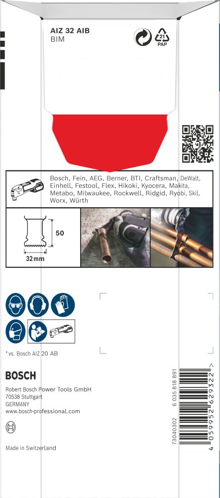 Bosch PRO AIZ 32 AIB Blatt für Multifunktionswerkzeuge, 32 x 50 mm, 5-tlg. Produktbild img3 L