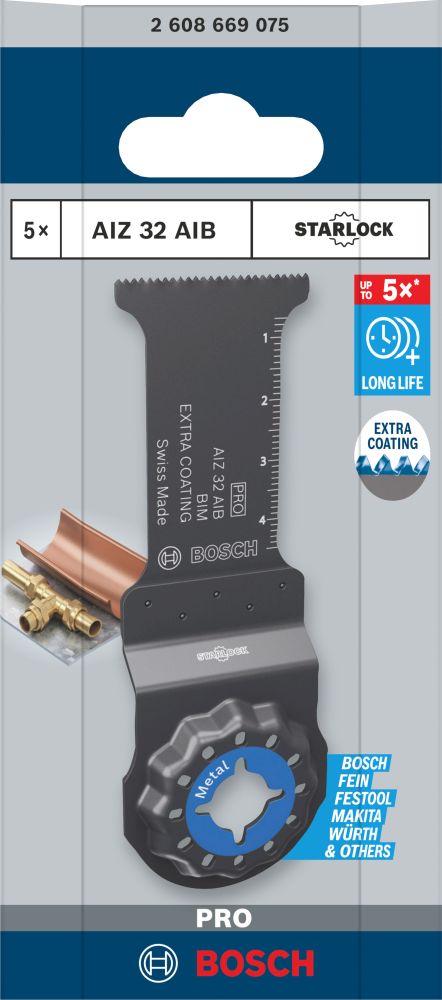 Bosch PRO AIZ 32 AIB Blatt für Multifunktionswerkzeuge, 32 x 50 mm, 5-tlg. Produktbild img2 L