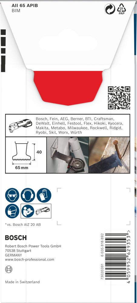 Bosch PRO AII 65 APIB Blatt für Multifunktionswerkzeuge, 65 x 40 mm Produktbild img3 L
