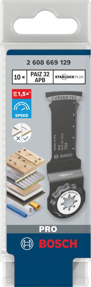 Bosch PRO PAIZ 32 APB Blatt für Multifunktionswerkzeuge, 32 x 60 mm, 10-tlg. Produktbild img2 L